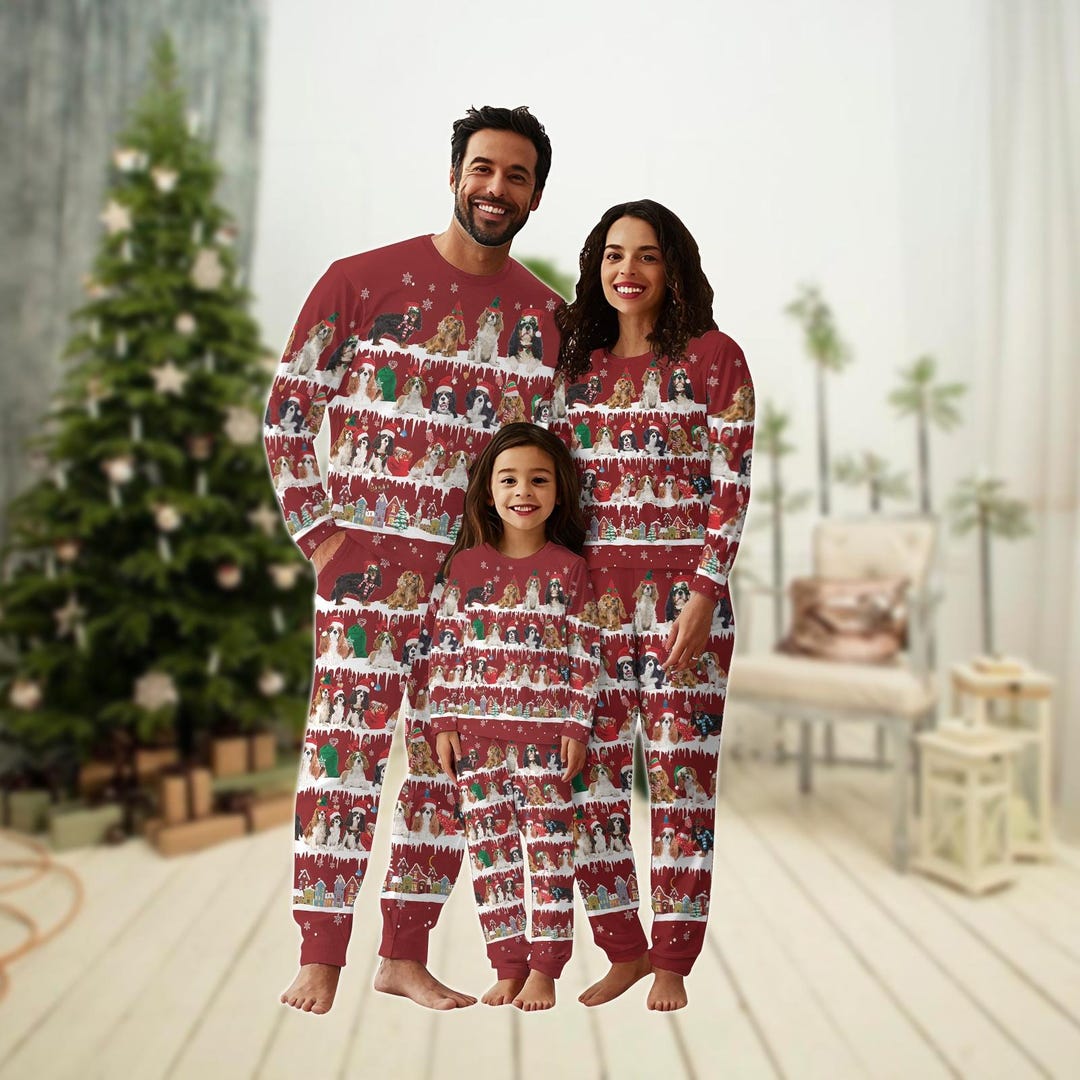 Cavalier King Charles Spaniel Family Pajamas Set, Dog Lover Holiday ...