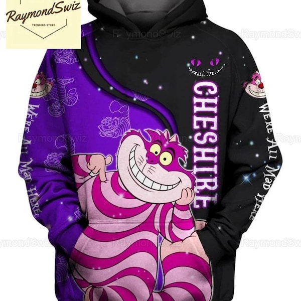 Halloween Cheshire Cat Hoodie, Alice Wonderland Shirt, Hoodie For Women, Disney Cat Hoodie, Movie Charatcer 3D All Over Print Shirt