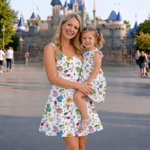 mommy and me disney princess dresses Pink Mommy And Me Princess Costumes Disney Princess Mommy And Me  Moana/Tiana Character And Floral Allover Print Dress Pink