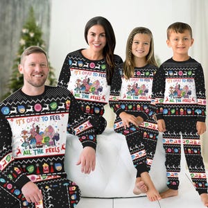 Inside Out Family Pajamas, Christmas Inside Out Characters Holiday Pajamas, Disney Emotions Pajamas Pants, Xmas Party Gift For Family