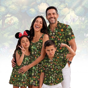 Grass Pokemon Hawaiian Shirt, Grass Pokemon Dress, Family Pokemon Outfit, Forest Pokemon Clothing, Anime Tropical Vacation Wear