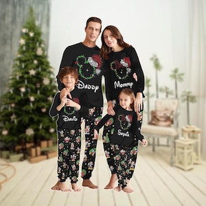 Custom Disney Mouse Christmas Family Pajamas Set, Mickey Christmas Lights Shirt, Magic Kingdom Shirt, Disneyland Holiday Matching Pjs