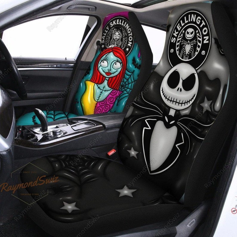 Jack And Sally Car Seat Covers, Jack Skellington Seat Covers, Halloween Movie Carseat Cover, Front Seat Covers, Nightmare Seat Covers