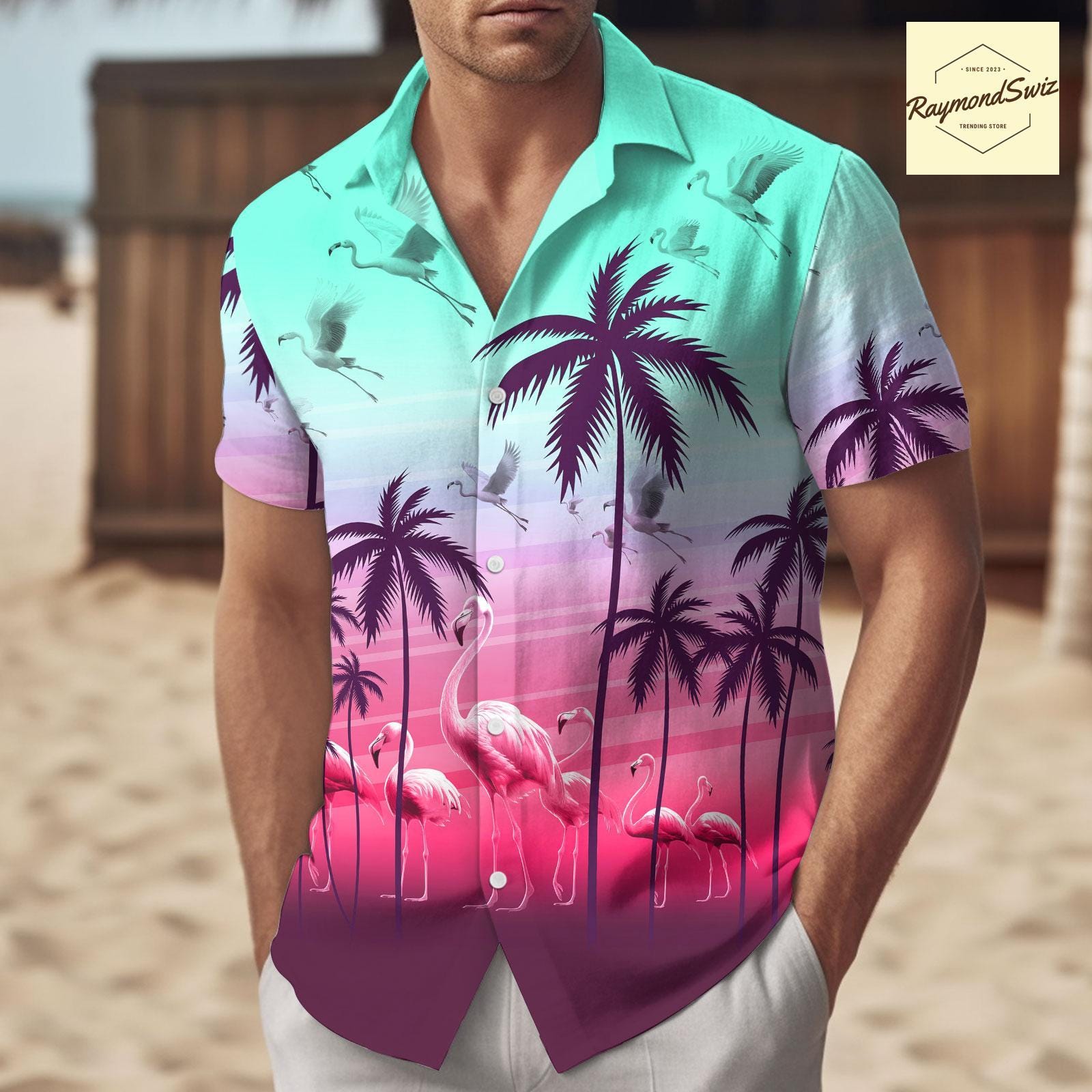 Discover Flamingo Hawaiian Shirt, Flamingo Button Up Shirt, Gifts for Women, Flamingo Hawaiian Shirt, Cute Flamingo Shirt Gifts