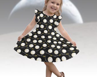 Copia Moon Joy, Vestido Artemis 2 Mission Flutter Sleeve, Vestido Artemis II 2026 Toddler Twirl, Vestido NASA Ruffle Sleeve para niñas, Regalo para niñas