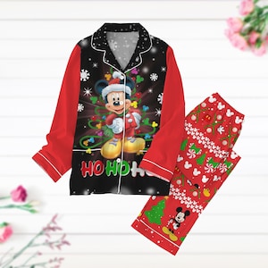 Weihnachten Micky Maus Pyjamas, Disney Urlaub Pyjamas, Disneyland Familienausflug, Magic Kingdom Shirt, Langarm Pyjama