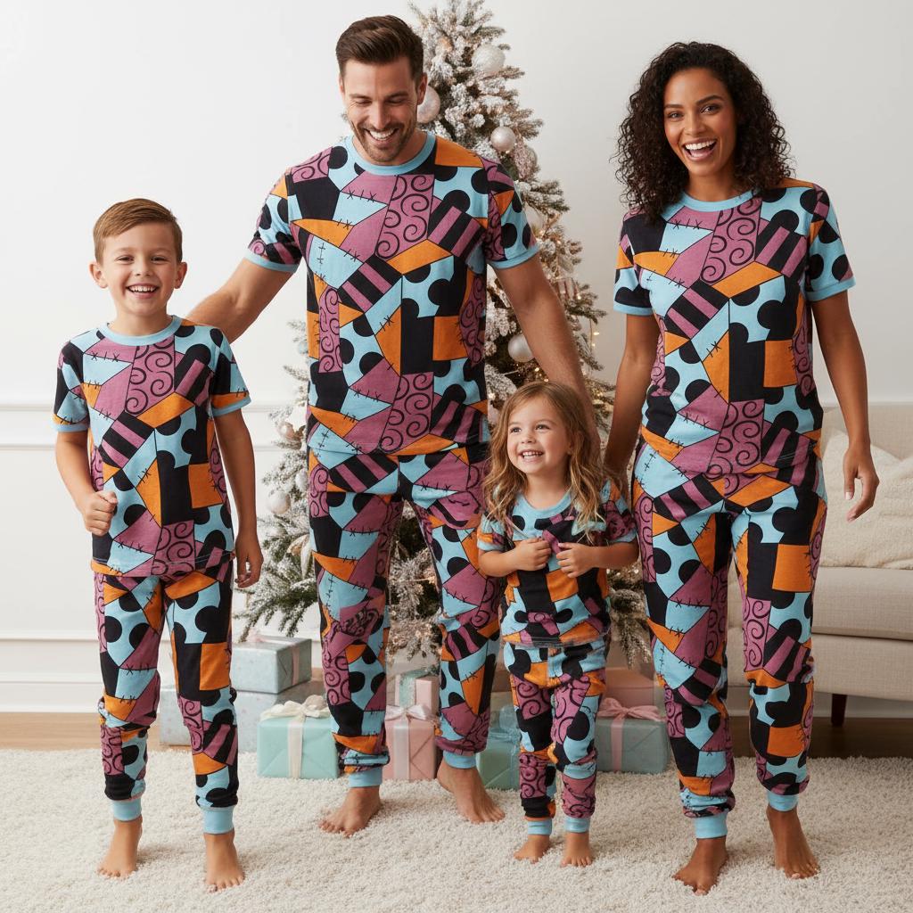 Discover Jack and Sally T-Shirt & Pants Pajama Set, Christmas Family Sleepwear