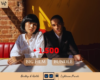 1.500+ Big Film Bundle Lightroom Preset, Cinematic Mobile & Desktop Preset, Retro Vintage Photo Preset, Analog 35 mm Photography Filters