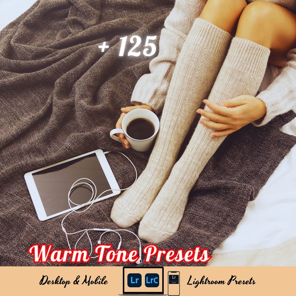 125+ WARM TONE Lightroom Presets Bundle, Natural Blogger Mobile & Desktop Presets, Earthy Golden Photo Presets, Cozy Cream Boho Photo Filter