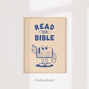 Read your bible, Retro Christian Poster, Modern Christian Art, Christian Aesthetic, Cute Christian Design,kids bible verse art,Bible Poster