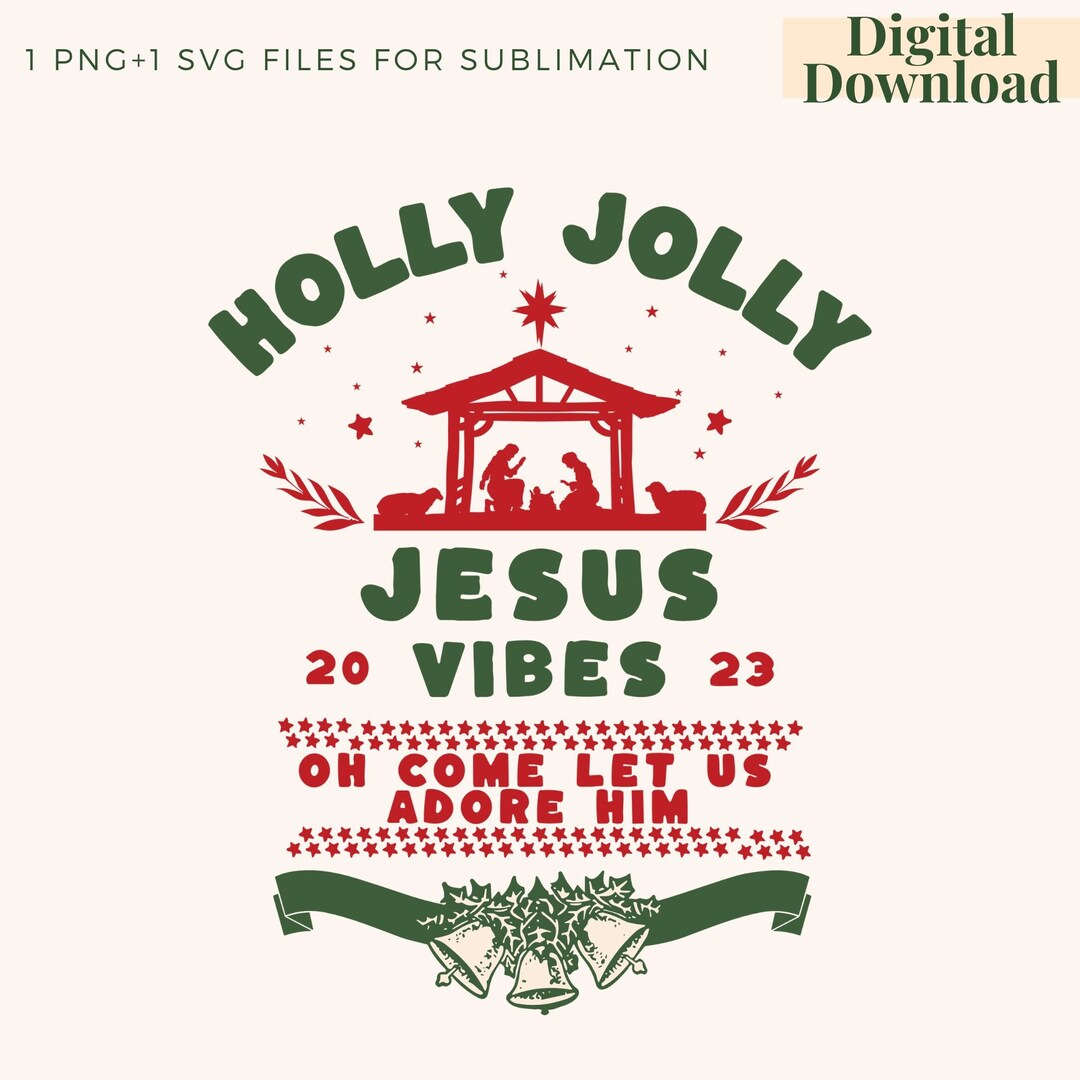 Christian Christmas SVG Pngholly Jolly Jesus Christmasretro Etsy UK