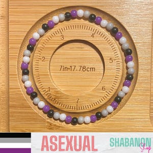 Pulseira Assexual LGBTQ+ Bandeira - Pulseira Elástica com Contas de 4 mm