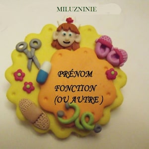 Customizable job badge in fimo, nurse, caregiver, etc.