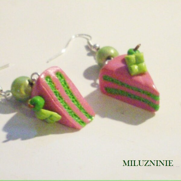 Boucles d'oreilles part de gâteaux pomme en fimo