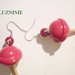 Boucles d'oreilles fantaisie, kawaii sucette gourmande en fimo, fait main image 3