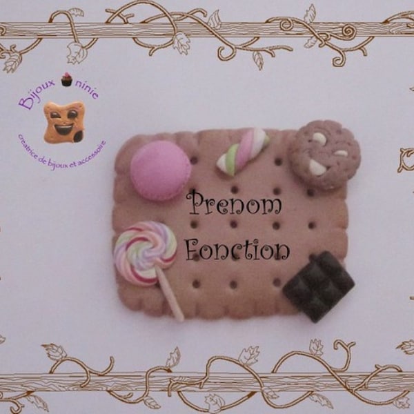 Customizable biscuit badge in fimo profession nurse, caregiver etc.,