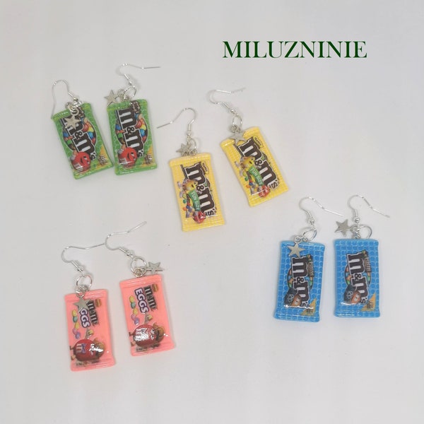 Boucles d'oreilles fantaisie sachet de bonbon en chocolat