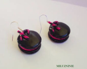 Macaroon candy fuchsia gourmand fimo earring