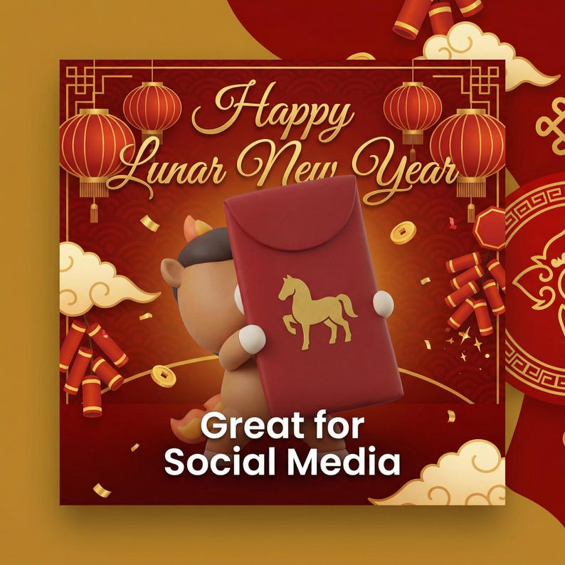Fire Horse PNG Clipart | 2026 Lunar New Year Mascot (commercial Use ...