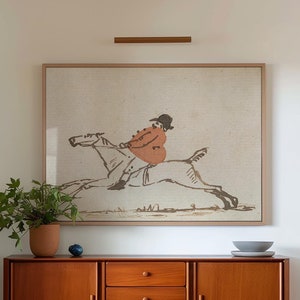Robusto cacciatore su un cavallo al galoppo - Joseph Crawhall - Cavallo e cavaliere - Illustrazione equestre.