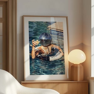 Poster stampato con palla da discoteca / Stampa di moda femminista glamour / Stampa per feste / Stampa artistica quadrata di grandi dimensioni / Spedizione gratuita e veloce