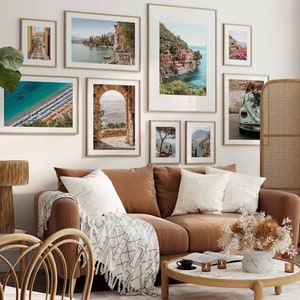 Poster della costiera amalfitana Positano / Tuscan Arche, Fiat Car, Ligurie Clift, Umbrella Beach / Quadrato, Stampa XL grande / Spedizione veloce e gratuita