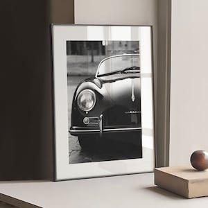 Porsche 356 regalo per papà / Auto d'epoca classica in bianco e nero / Stampa fotografica di auto d'epoca / Decorazione da parete per uomo / R204
