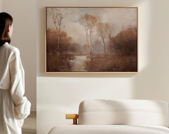 Autumn October Mists Painting Print: Rustic Farmhouse Wall Art