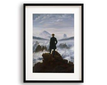 Wanderer Above The Sea Of Fog Print: Caspar David Friedrich, Dark Academia Art