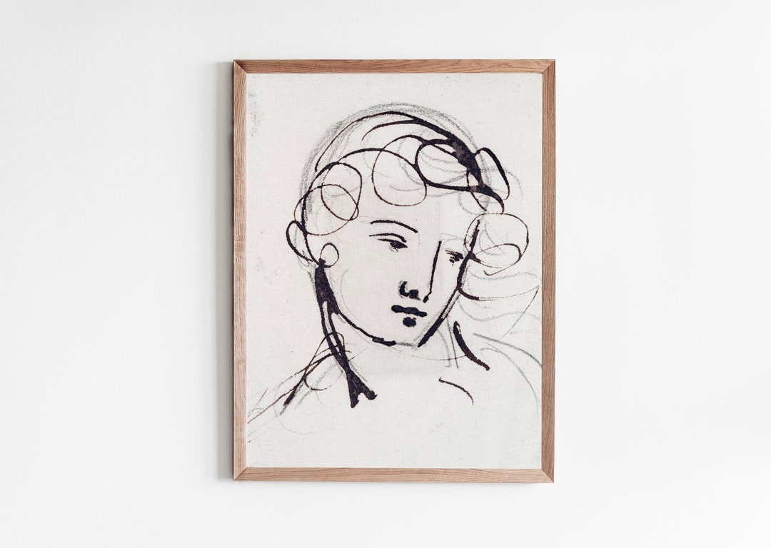 Vintage Woman Line Drawing: Benjamin Robert Haydon Portrait (printable ...