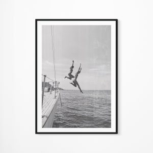 Sommer Yacht Ozean Sprung Poster gedruckt | Quadratischer, großer Kunst-XL-Print