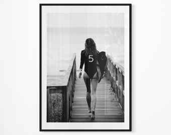 Gisele Bündchen Surf Print: Black and White Photography (digital
