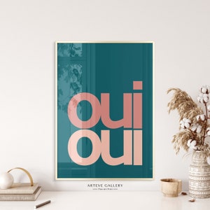 Citation positive française Oui Oui Imprimer | Affiche imprimée sur papier musée | Yes Yes Art mural humoristique | Citation amusante de toilette de salle de bains | Personnaliser