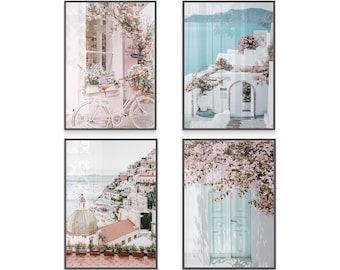 Santorin Griechenland Print Set: Pastell Architektur Fotografie (Digitaler Download)