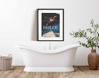 La dolce vita | Black and White Diving Photograph: Vintage Summer Wall Art