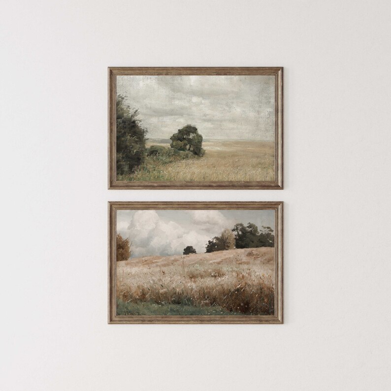 French Country Landscape Painting Set: Vintage Gallery Wall Art ...