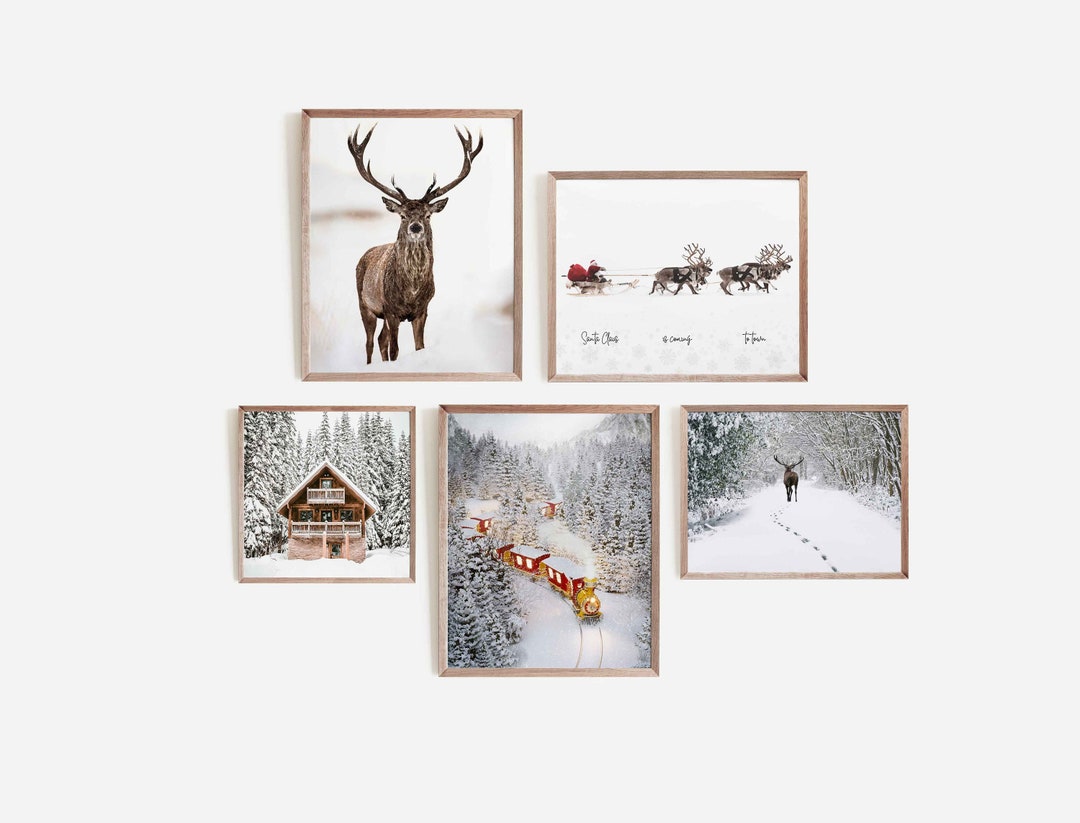 Winter Wonderland Photography Print Set of 5: Snowy Alps Cabin ...