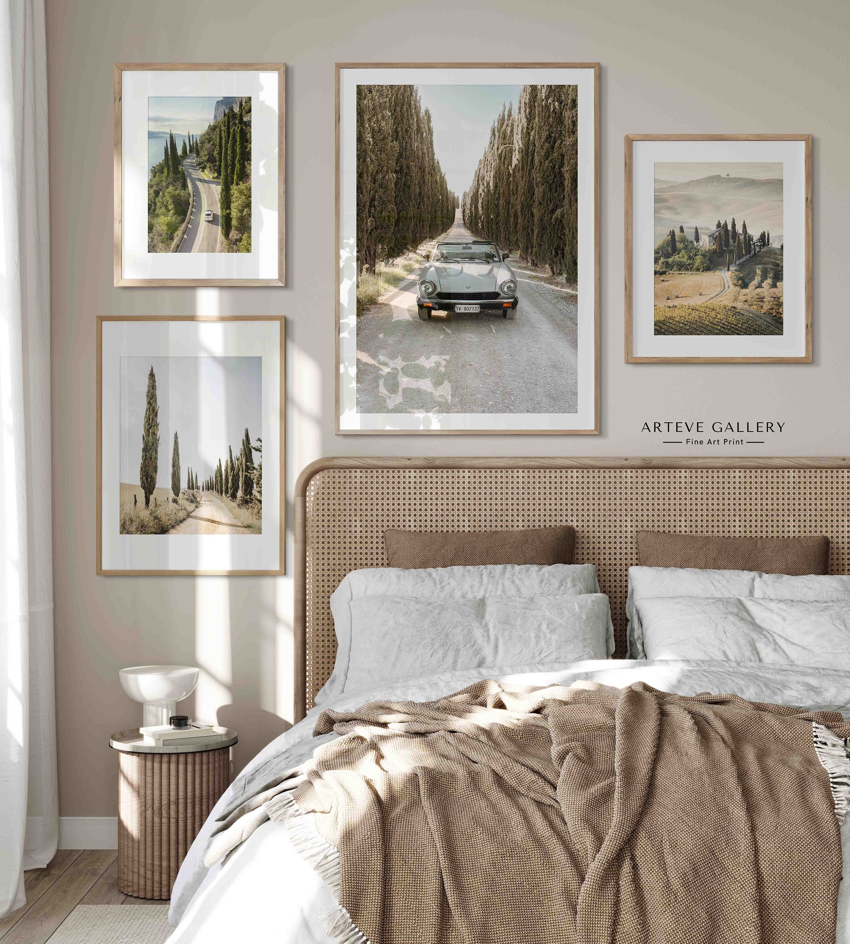 Italy Tuscany Set of 3 Prints, Fiat Sport Spider Photography, Mediterranean Cypress, Italy Printable Wall Art