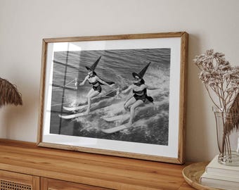 Water Skiing Witches Poster