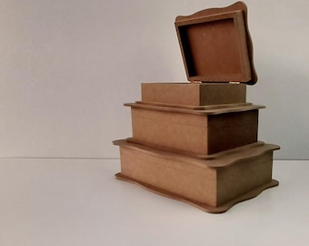 Large Unfinished Wooden Box for Storage & Decor, Decorative Gift Box, Unpainted Jewelry Chest for Decoupage Projects