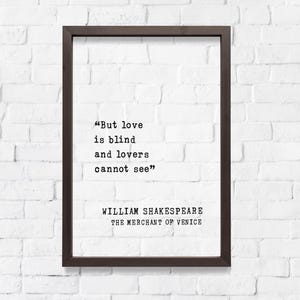 Merchant of Venice Floating Quote Sign - &quot;But Love Is Blind&quot; Romantic Gift for Lovers, Shakespeare Wall Decor Present