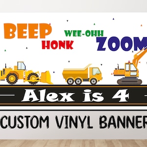 40% de descuento en pancarta de cumpleaños de construcción, pancarta de construcción, fiesta de cumpleaños de construcción, decoración de fiesta de construcción, pancarta de cumpleaños para niños