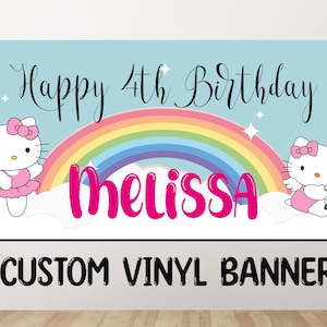 Personalized Kitty Themed Birthday Banner, Happy Birthday Banner Personalized, Custom birthday banner, Birthday Banner for Girls