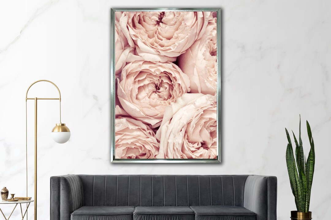 Pink Roses Canvas Wall Art Floral Print Living Room Decor Large Flower ...