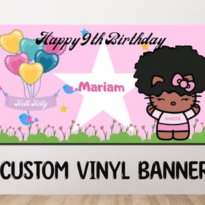 Personalized Kitty Themed Birthday Banner, Happy Birthday Banner Personalized, Custom birthday banner, Birthday Banner for Girls