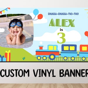 Happy birthday banner personalized, train themed birthday banner personalized, Custom birthday banner, birthday banner for boys