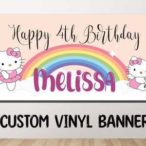 Personalized Kitty Themed Birthday Banner, Happy Birthday Banner Personalized, Custom birthday banner, Birthday Banner for Girls