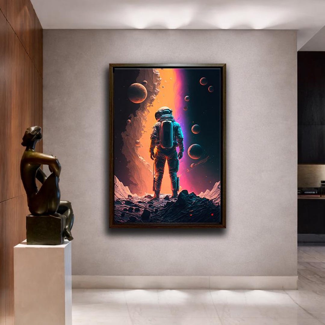 Astronaut Canvas Wall Art Space Galaxy Print Framed Poster Sci-fi Room ...