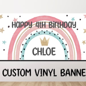 Printable Personalized Birthday Banner, Happy Birthday Banner Personalized,  Birthday Banner for Girls, Kids Birthday Banner
