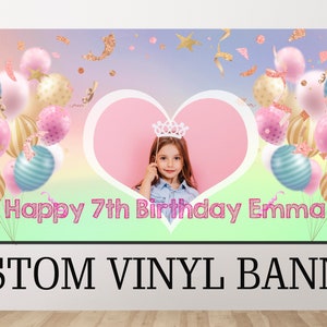 Personalized colored Birthday Banner, Happy Birthday Banner Personalized, Custom birthday banner, Birthday Banner for Girls with photo